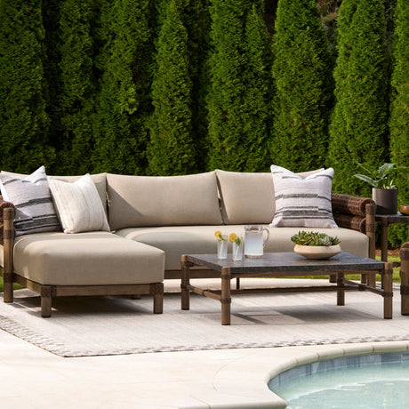 Modern European furniture - Brown Stone Rectangular Outdoor Coffee Table - www.oroa.com