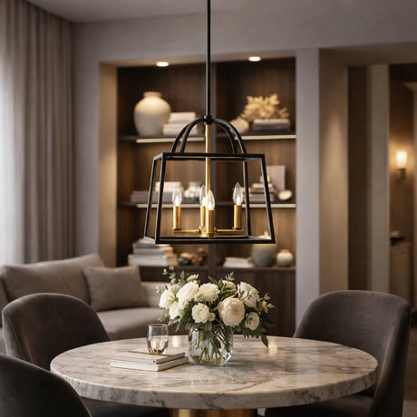 Modern European furniture - Black Iron Framed 4-Light Chandelier - www.oroa.com