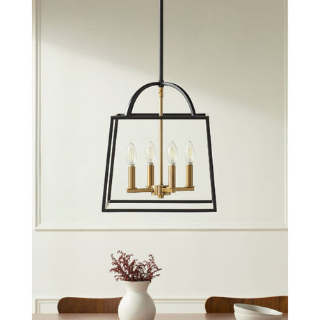 Modern European furniture - Black Iron Framed 4-Light Chandelier - www.oroa.com