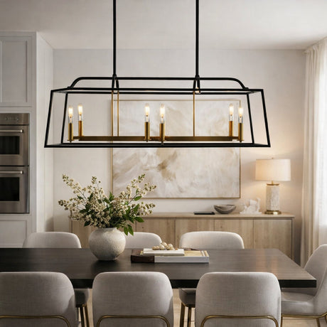 Modern European furniture - Black Iron Framed 6-Light Chandelier - www.oroa.com