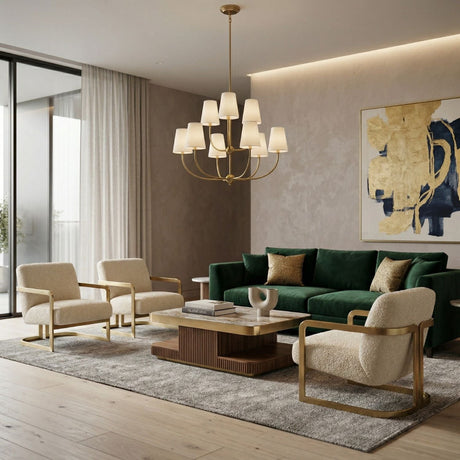 Modern European furniture - White Cotton Shade Chandelier - www.oroa.com