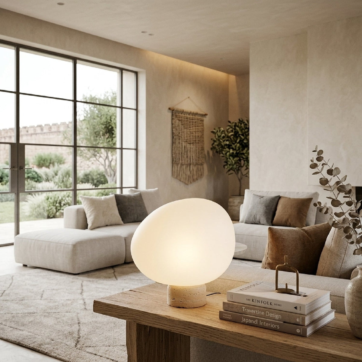Modern European furniture - Travertine Base Table Lamp - www.oroa.com