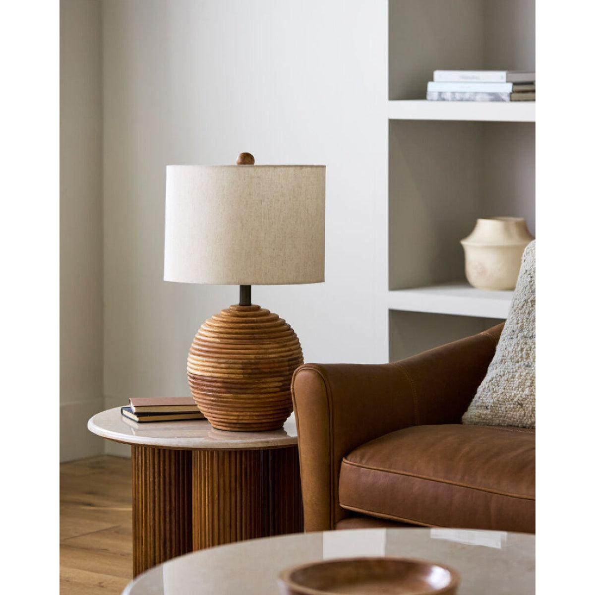 Modern European furniture - Natural Acacia Accent Table Lamp - www.oroa.com