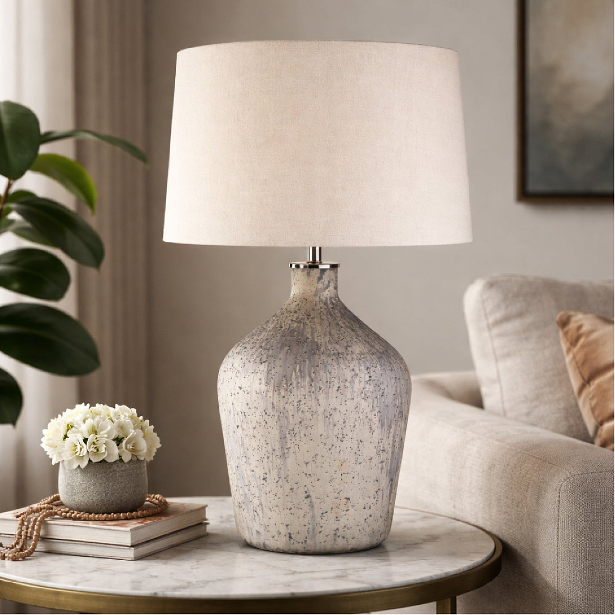Modern European furniture - Distressed Taupe Glass Table Lamp - www.oroa.com