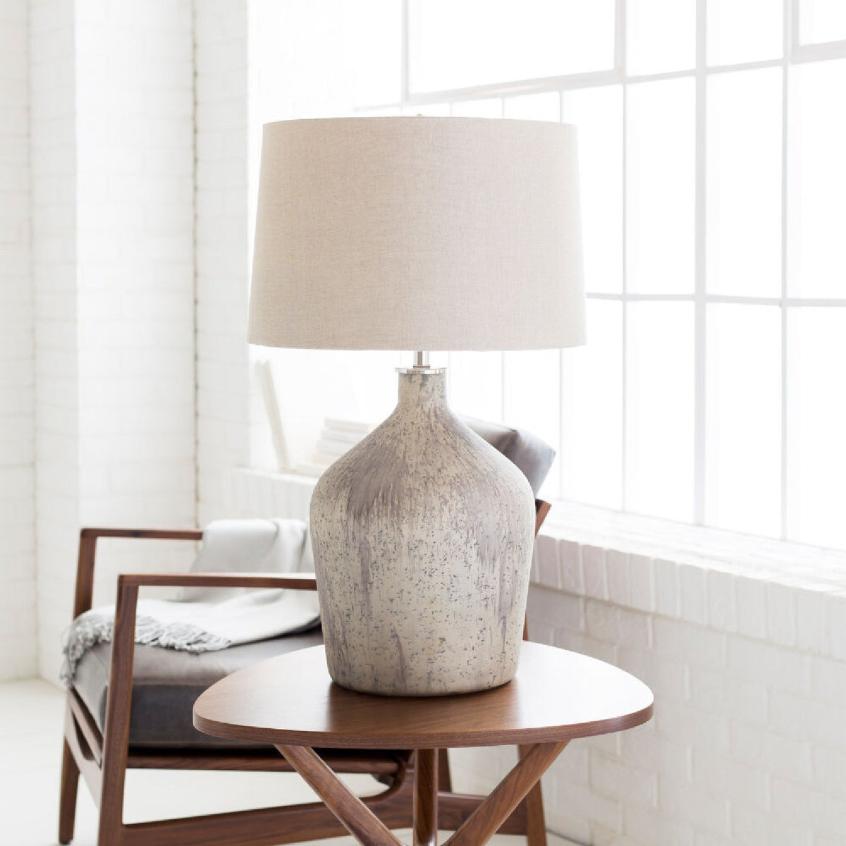 Modern European furniture - Distressed Taupe Glass Table Lamp - www.oroa.com