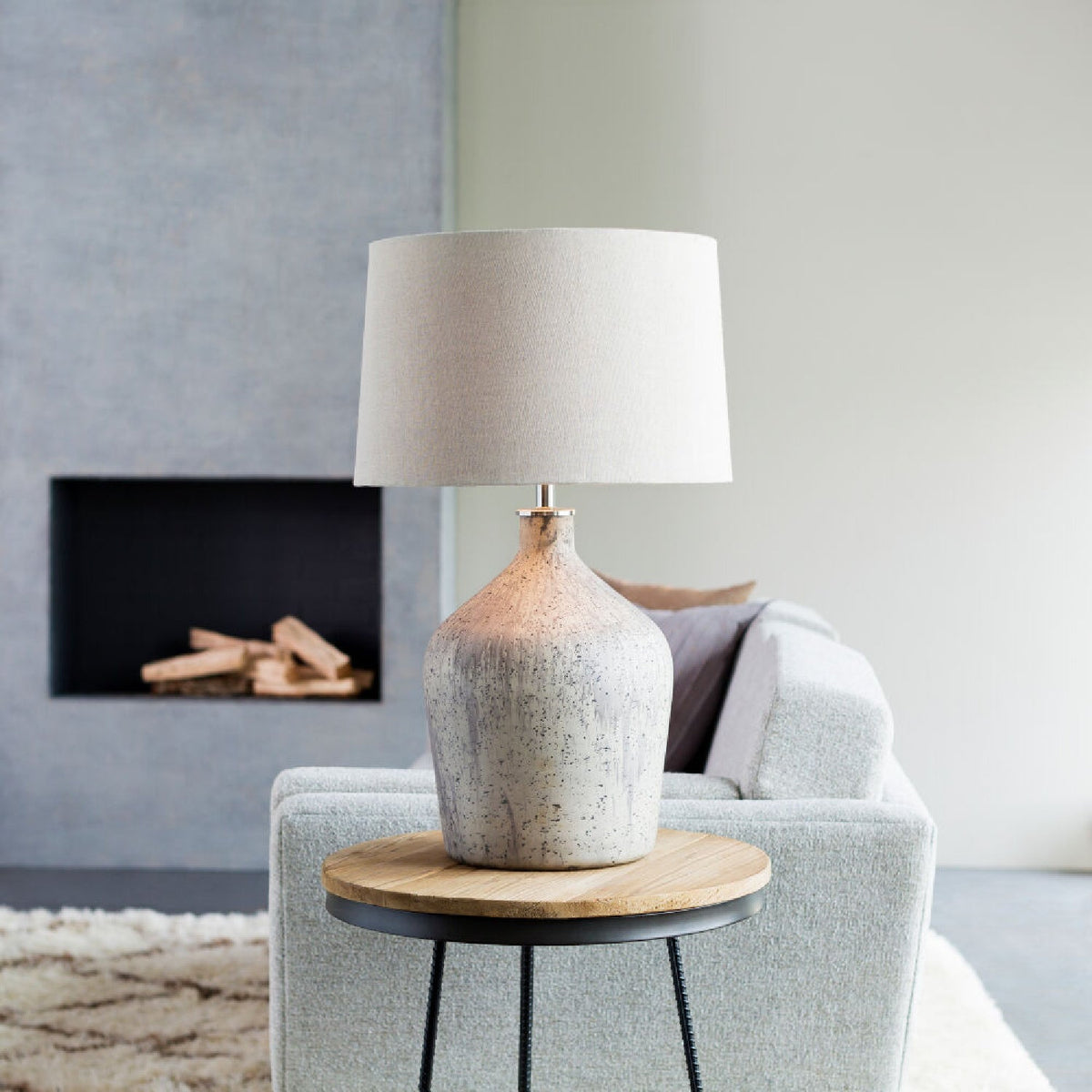 Modern European furniture - Distressed Taupe Glass Table Lamp - www.oroa.com