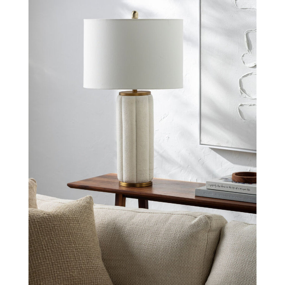 Modern European furniture - Modern White Linen Table Lamp - www.oroa.com