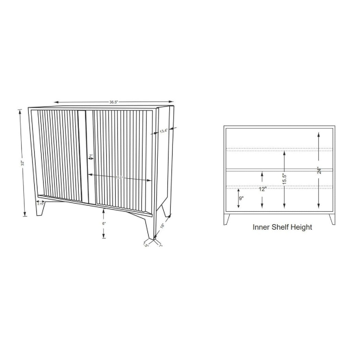 Modern European furniture - Reeded Mango Wood Cabinet - www.oroa.com