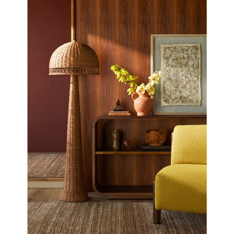 Modern European furniture - Natural Rattan Dome Floor Lamp - www.oroa.com