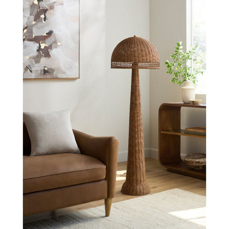 Modern European furniture - Natural Rattan Dome Floor Lamp - www.oroa.com