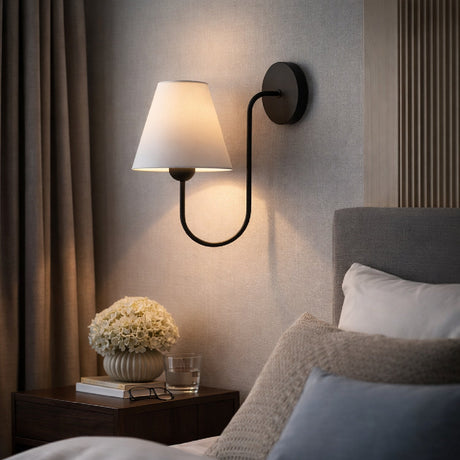Modern European furniture - Linen Curved-Arm Wall Lamp - www.oroa.com