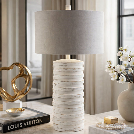 Modern European furniture - Distressed Finish Accent Table Lamp - www.oroa.com