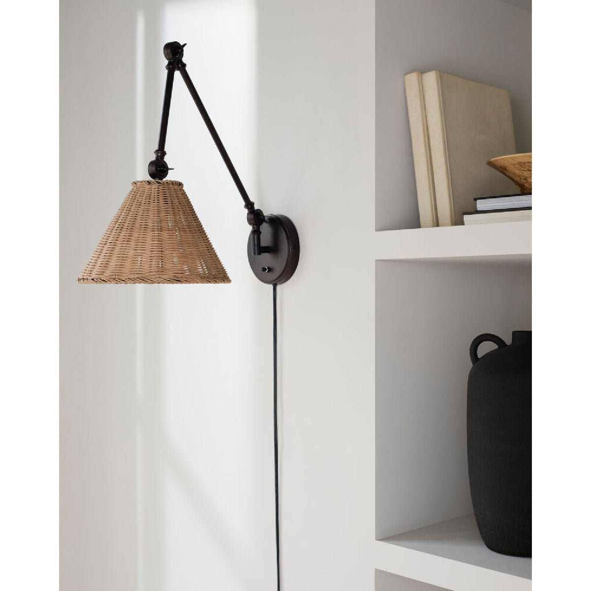 Modern European furniture - Rattan Adjustable-Arm Wall Lamp - www.oroa.com