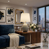 Modern European furniture - Scalloped Linen Ceramic Table Lamp - www.oroa.com