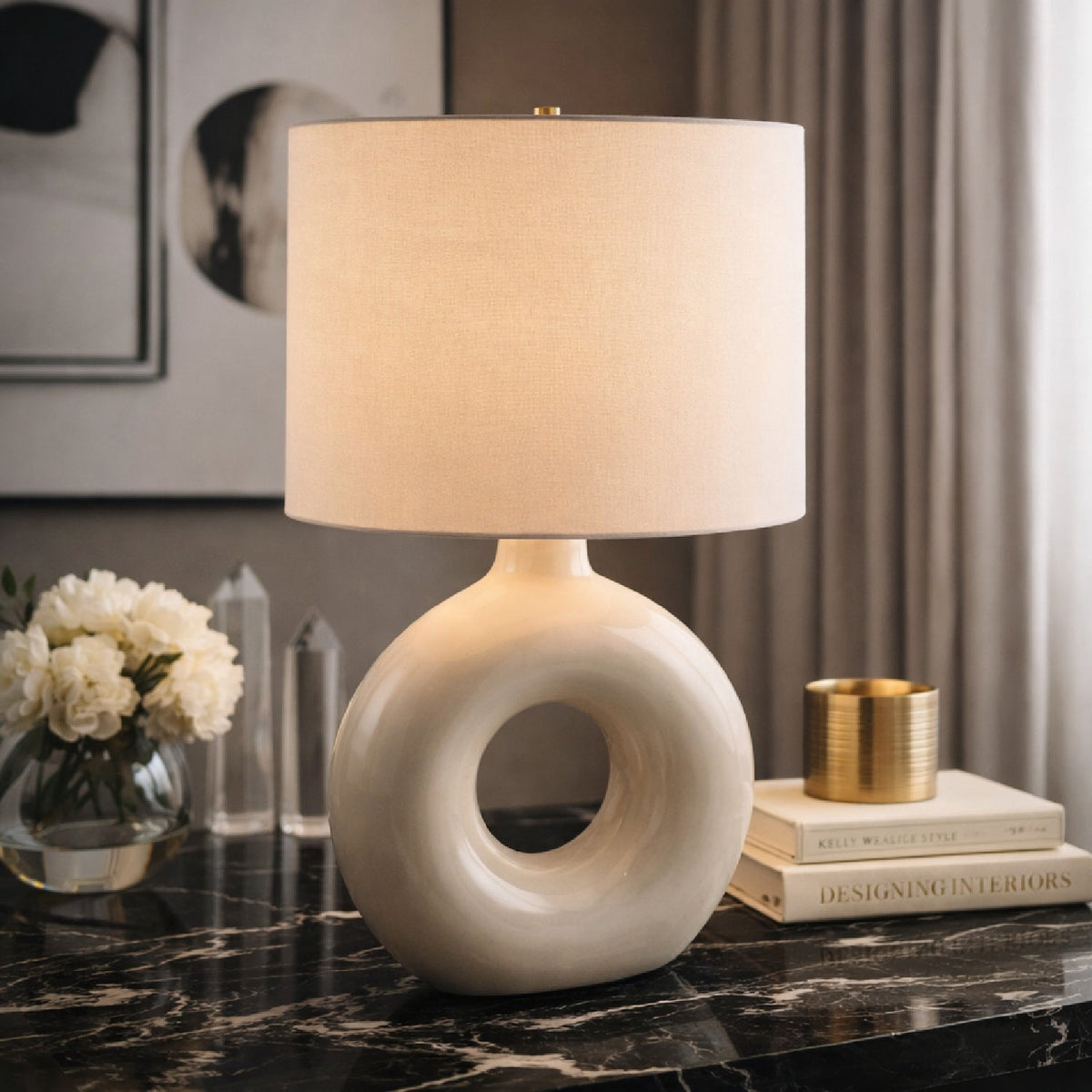 Modern European furniture - Ceramic Ring Accent Table Lamp - www.oroa.com