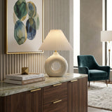 Modern European furniture - Pleated White Fabric Table Lamp - www.oroa.com