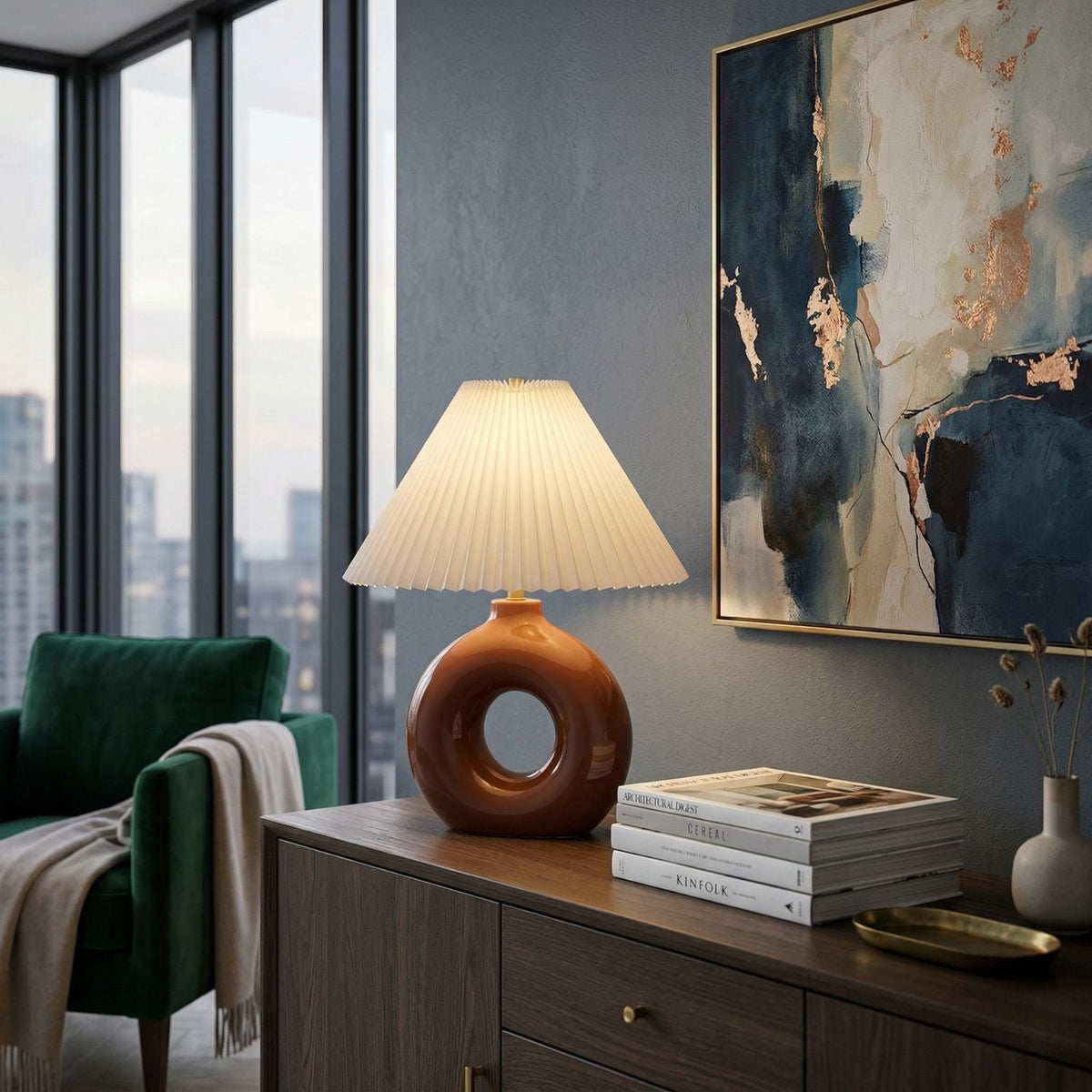 Modern European furniture - Pleated White Fabric Table Lamp - www.oroa.com