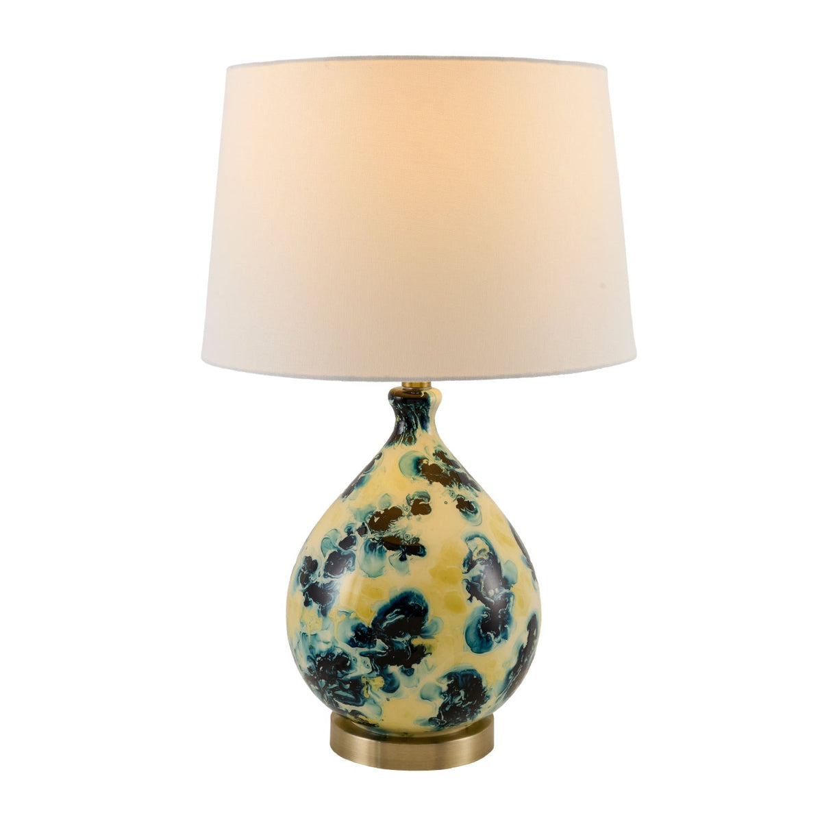 Modern European furniture - Blue Floral Glass Table Lamp - www.oroa.com