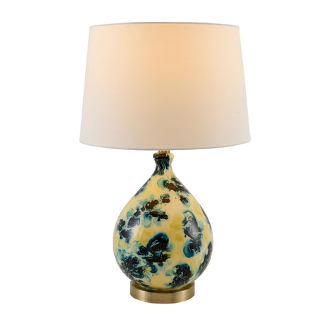 Modern European furniture - Blue Floral Glass Table Lamp - www.oroa.com