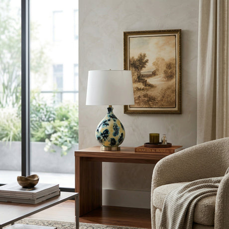 Modern European furniture - Blue Floral Glass Table Lamp - www.oroa.com