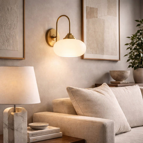 Modern European furniture - White Glass Accent Wall Lamp - www.oroa.com