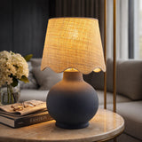 Modern European furniture - Wavy Linen Ceramic Table Lamp - www.oroa.com