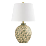 Modern European furniture - Green Ceramics Floral Table Lamp - www.oroa.com