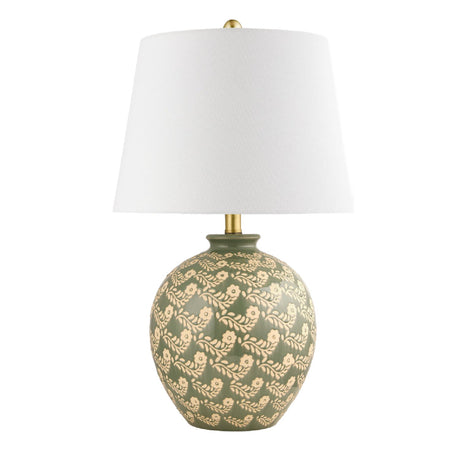 Modern European furniture - Green Ceramics Floral Table Lamp - www.oroa.com