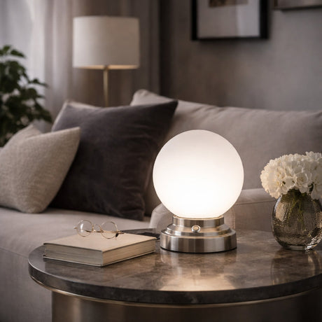 Modern European furniture - White Glass Globe Table Lamp - www.oroa.com