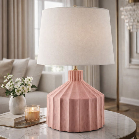 Modern European furniture - Fluted Ceramic Accent Table Lamp - www.oroa.com
