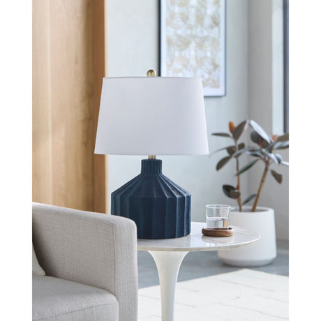 Modern European furniture - Fluted Ceramic Accent Table Lamp - www.oroa.com