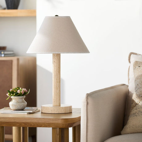 Modern European furniture - Cream Travertine Accent Table Lamp - www.oroa.com