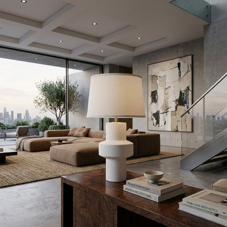 Modern European furniture - White Ceramic Modern Table Lamp - www.oroa.com