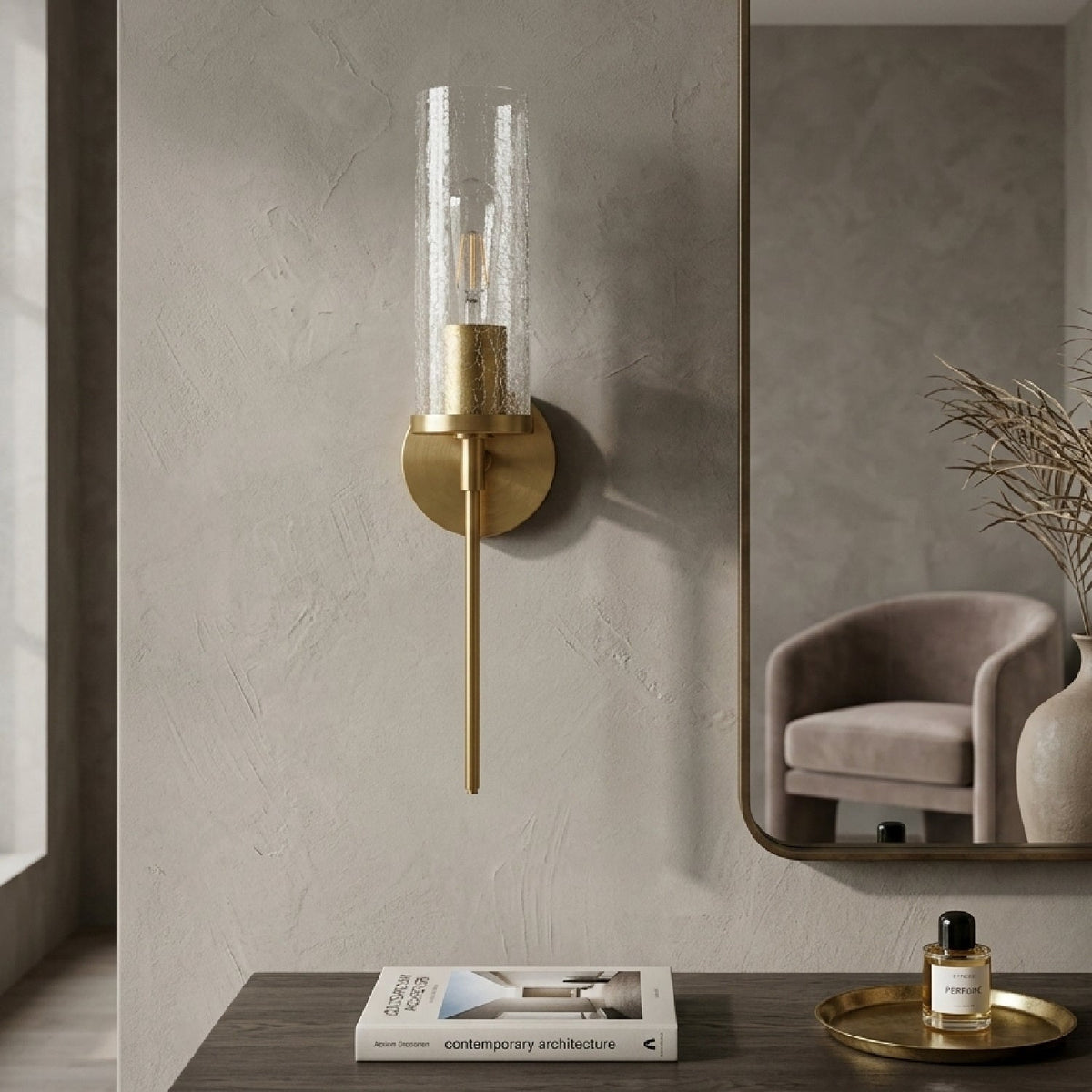 Modern European furniture - Clear Glass Tube Wall Lamp - www.oroa.com