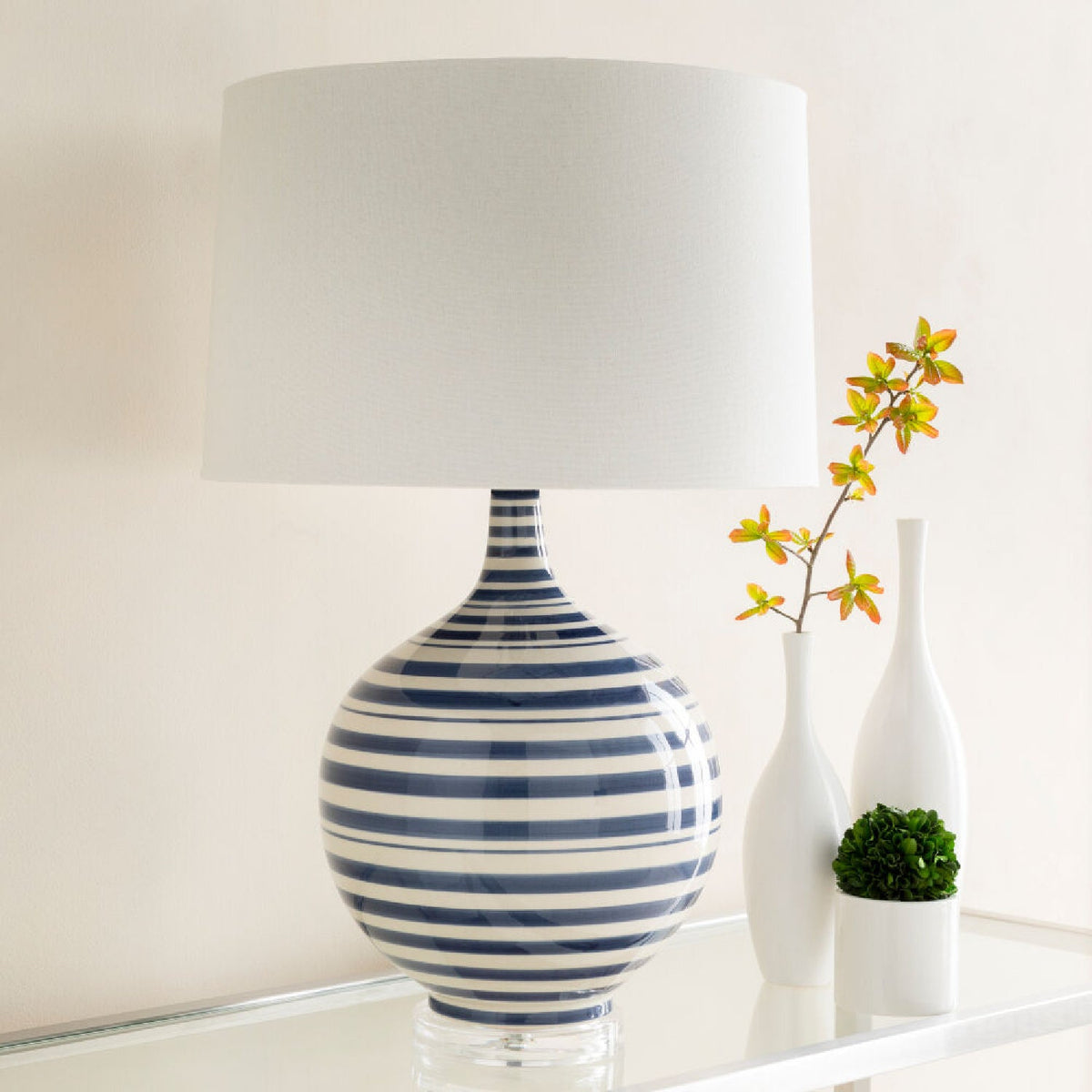 Modern European furniture - Navy Stripes Ceramic Table Lamp - www.oroa.com