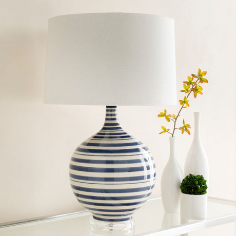 Modern European furniture - Navy Stripes Ceramic Table Lamp - www.oroa.com