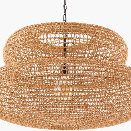 Modern European furniture - Brown Woven 2-Tier Pendant Lamp - www.oroa.com