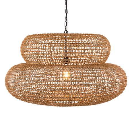 Modern European furniture - Brown Woven 2-Tier Pendant Lamp - www.oroa.com