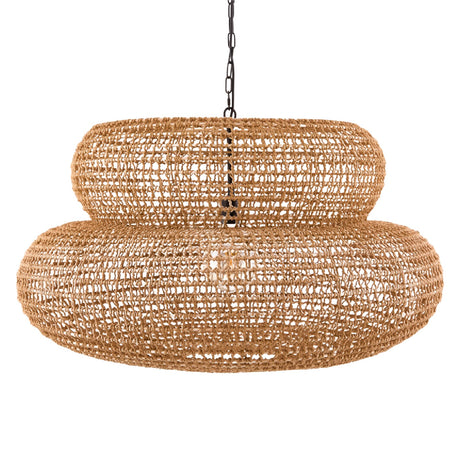 Modern European furniture - Brown Woven 2-Tier Pendant Lamp - www.oroa.com