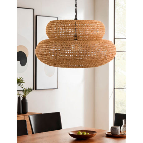 Modern European furniture - Brown Woven 2-Tier Pendant Lamp - www.oroa.com