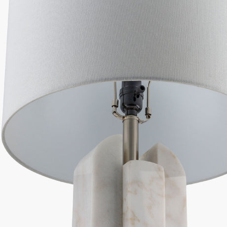 Modern European furniture - White Marble Linen Table Lamp S - www.oroa.com
