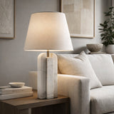 Modern European furniture - White Marble Linen Table Lamp L - www.oroa.com