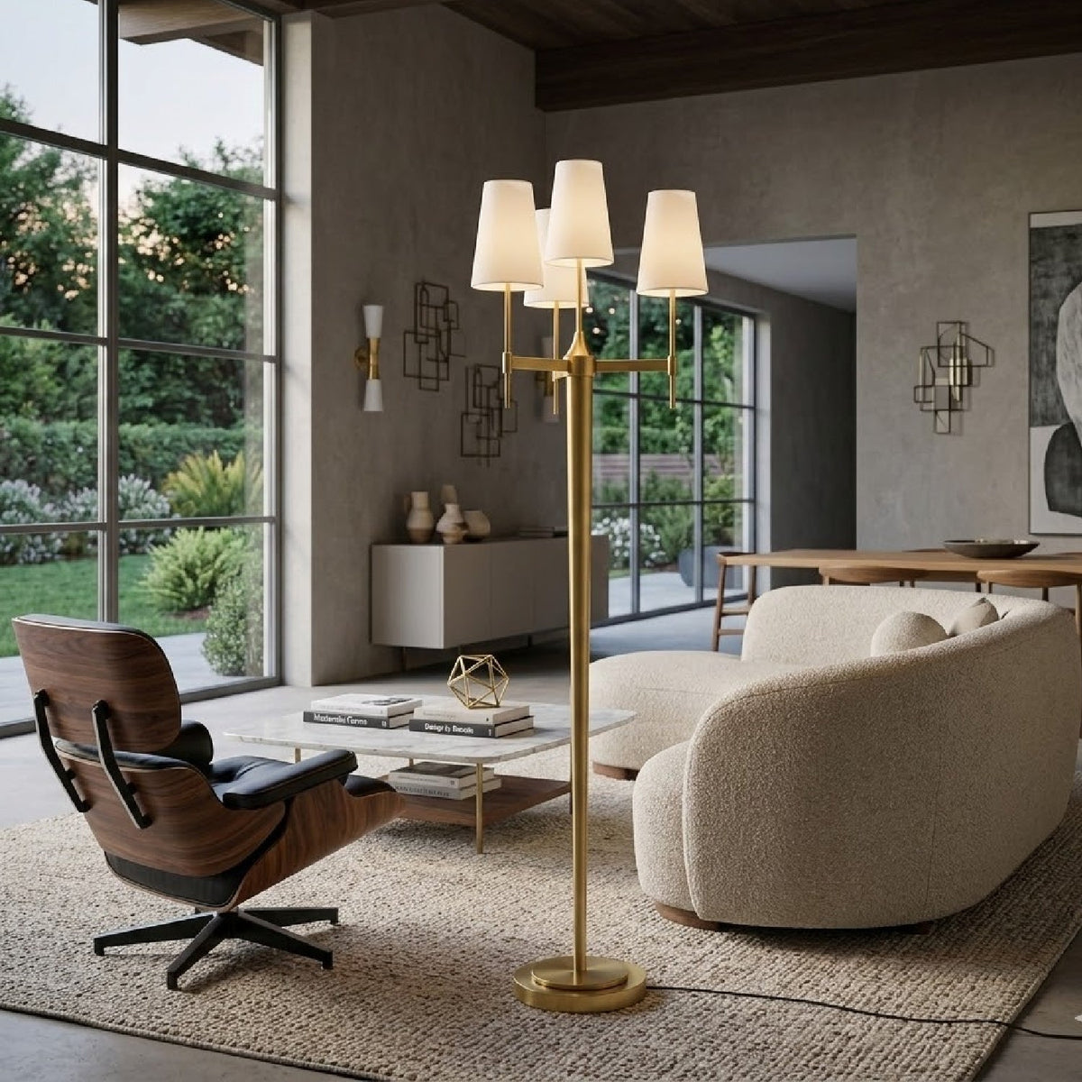 Modern European furniture - White Linen 3-Light Floor Lamp - www.oroa.com