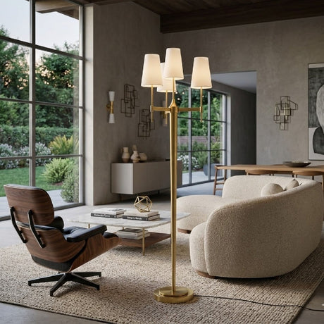 Modern European furniture - White Linen 3-Light Floor Lamp - www.oroa.com
