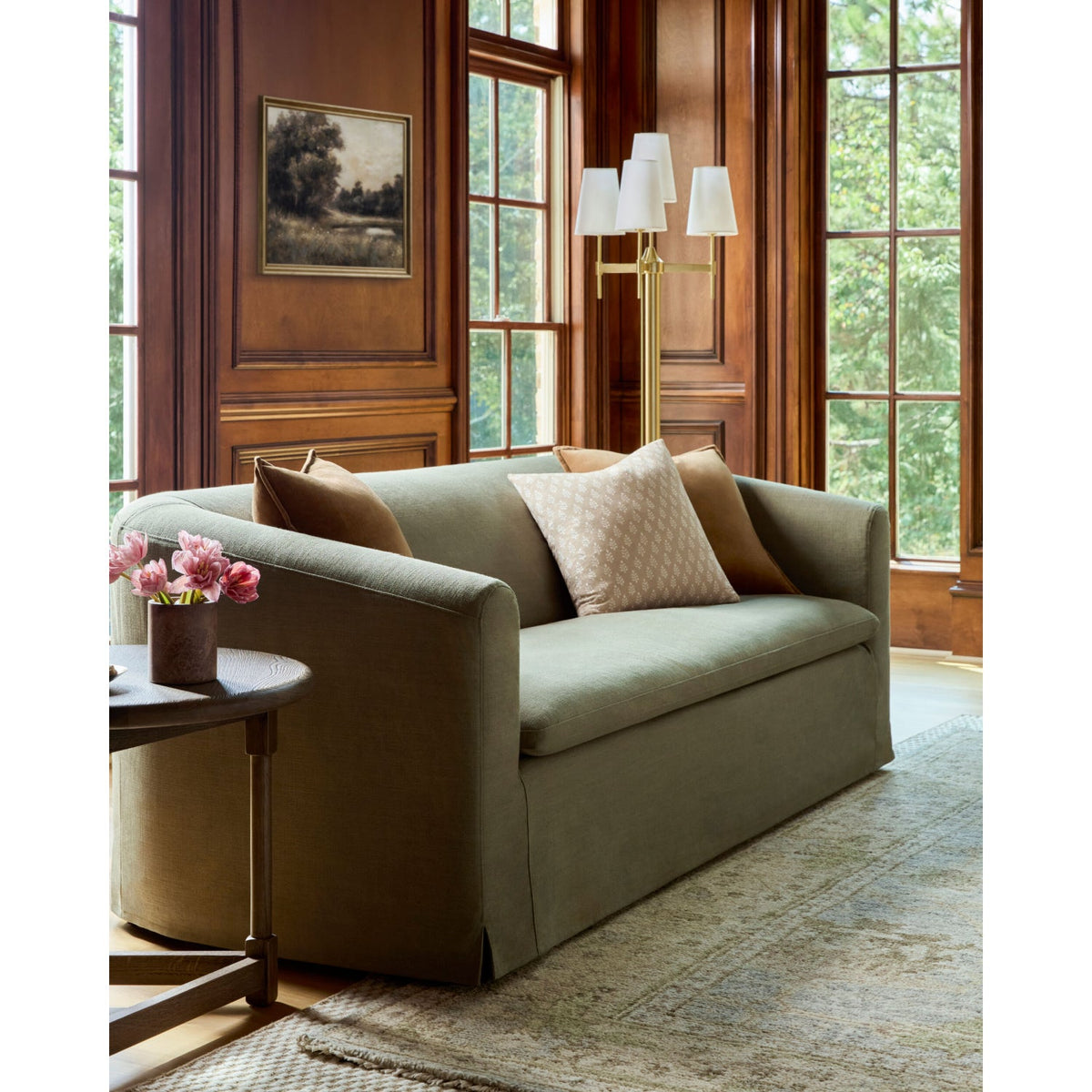 Modern European furniture - White Linen 3-Light Floor Lamp - www.oroa.com