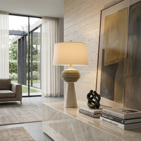 Modern European furniture - Gray Sculptured Accent Table Lamp - www.oroa.com