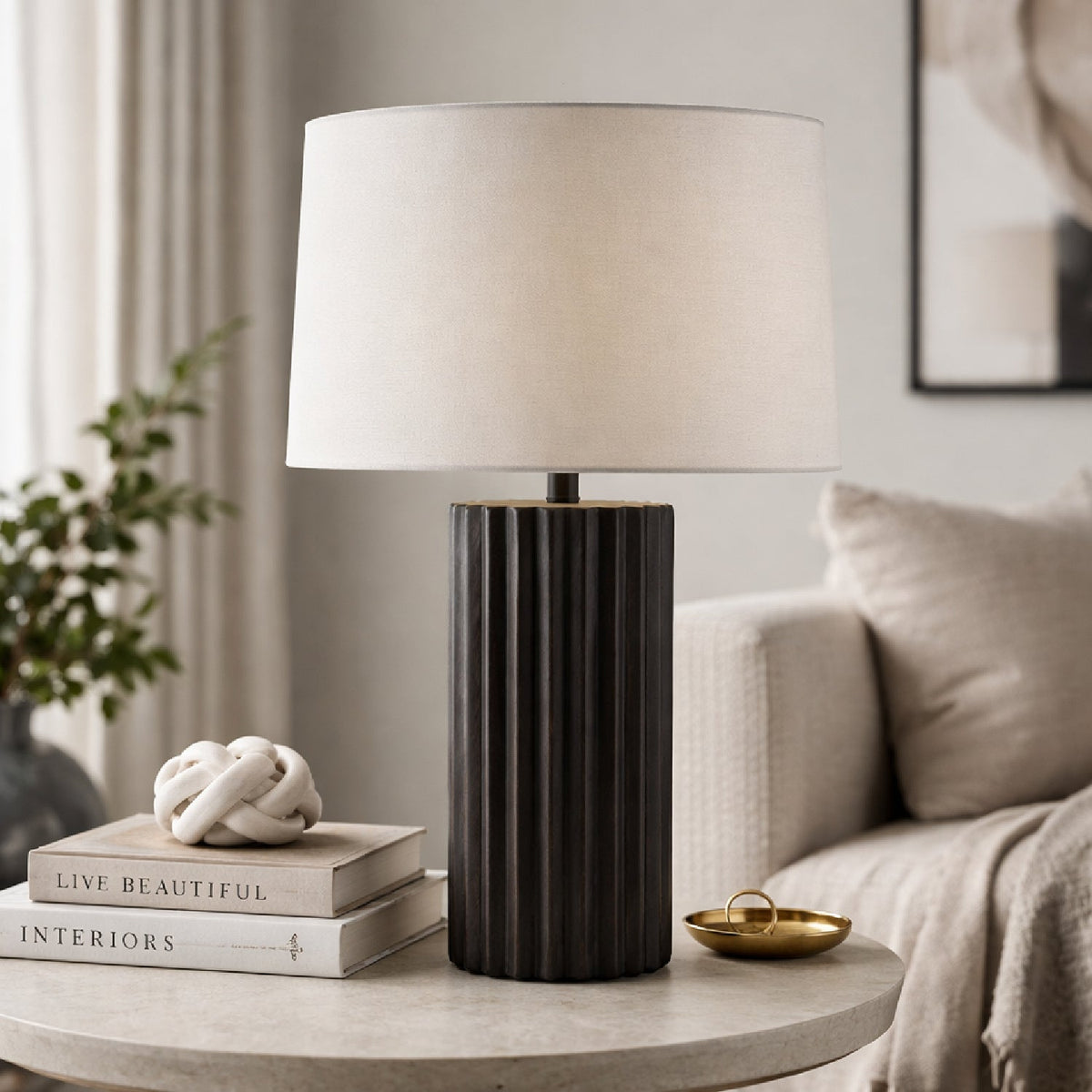 Modern European furniture - Ridged Ceramic Accent Table Lamp - www.oroa.com