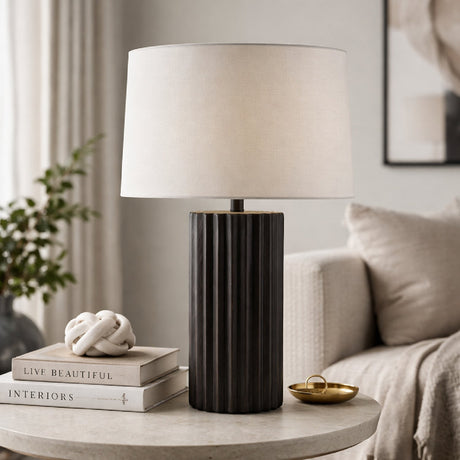 Modern European furniture - Ridged Ceramic Accent Table Lamp - www.oroa.com
