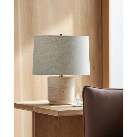 Modern European furniture - Travertine Base Accent Table Lamp - www.oroa.com