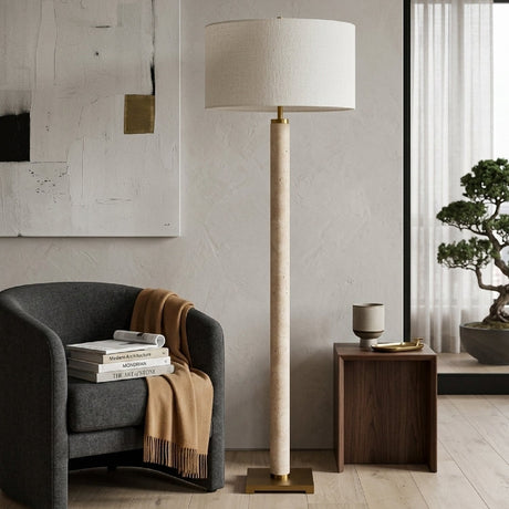 Modern European furniture - Beige Marble Accent Floor Lamp - www.oroa.com